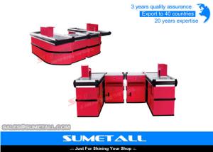 Quality Red Color Electric Retail Checkout Counter / Stainless Steel Retail Cash Wrap Counter wholesale