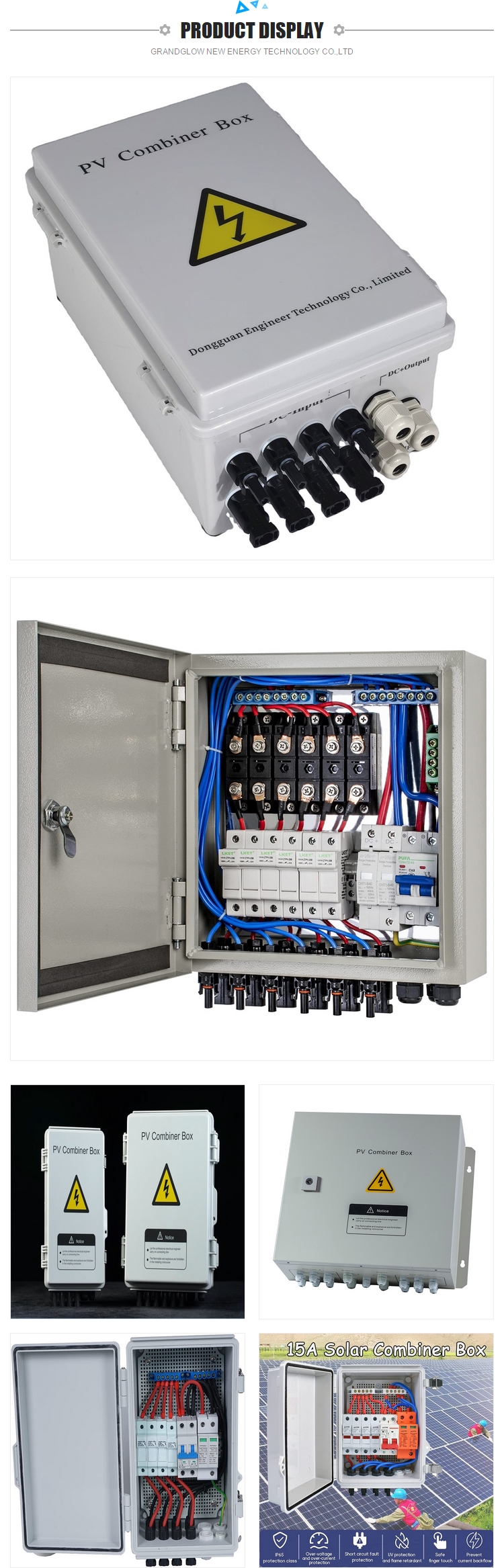 18 in 1out 500vac Ip65 Pv 4 String For Panel Solar Power Meter Combiner Box avoid damage to photovoltaic panels