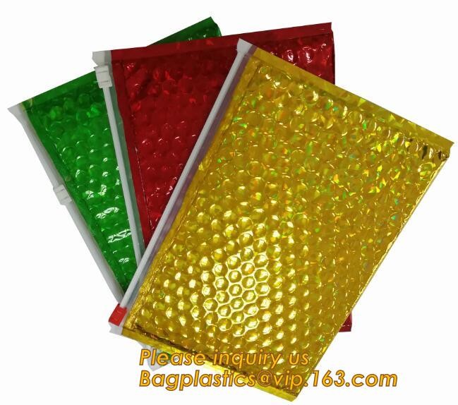 Cosmetic Pink Slider Padded Bag/Silver k Bag With Bubble,Padded Envelopes Cheap Aluminium Foil k Holographic