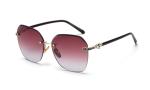 Gradient Shades Rimless Mirror Sunglasses UV 400 Protection Crystal Decoration
