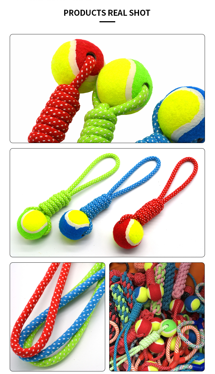 Toy Ball Plush Interactive Dog Cat Teething Toy Ball Pet Custom Rope Teeth Cleaning