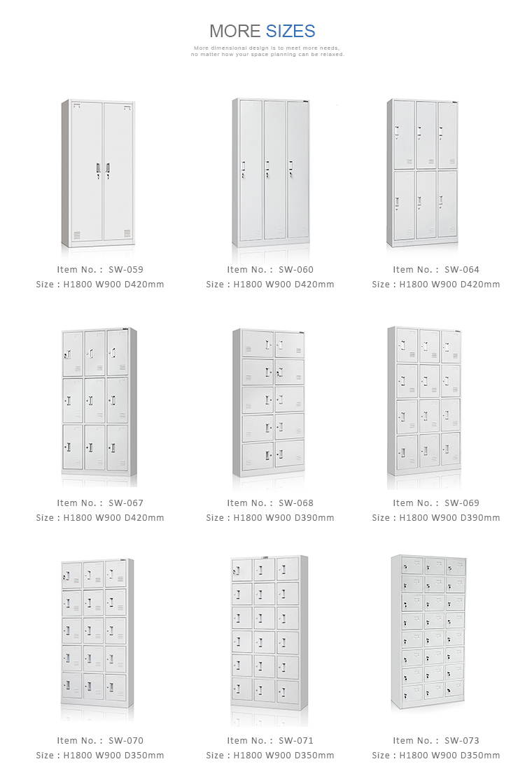 2 Tier 4 Doors Dormitory Metal Clothes Storage Locker for changing room