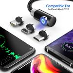 Safety Magnetic USB Cable 3 In 1 Right Angel Bend Compact Design For Game