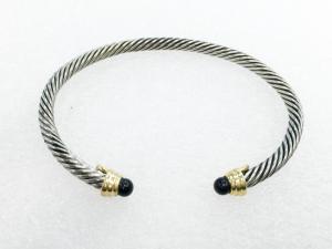 Quality (B-53)Fashion Jewelry Gold Silver Tone Plated Cable Bangle with Black Onyx wholesale
