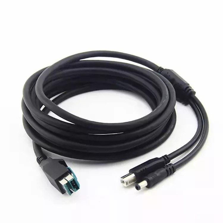 DC 5.5x2.1 POS Machine Cable , Straight USB To 12V DC Power Cable