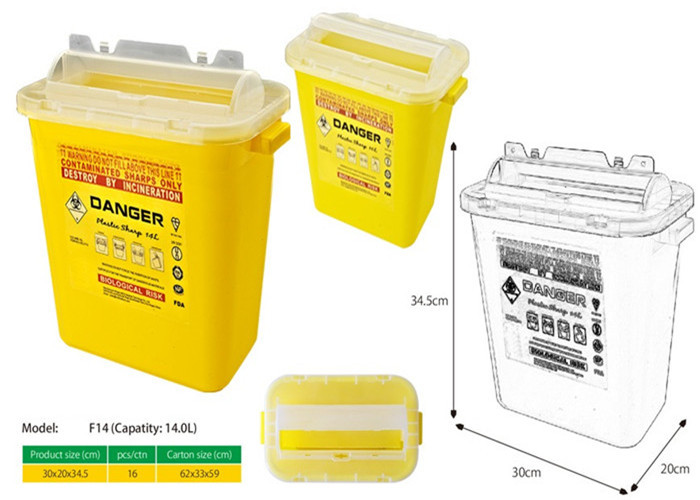14 Litre Sharps disposal container, Sliding Lid, Red,Sharps Container | WinnerCare
