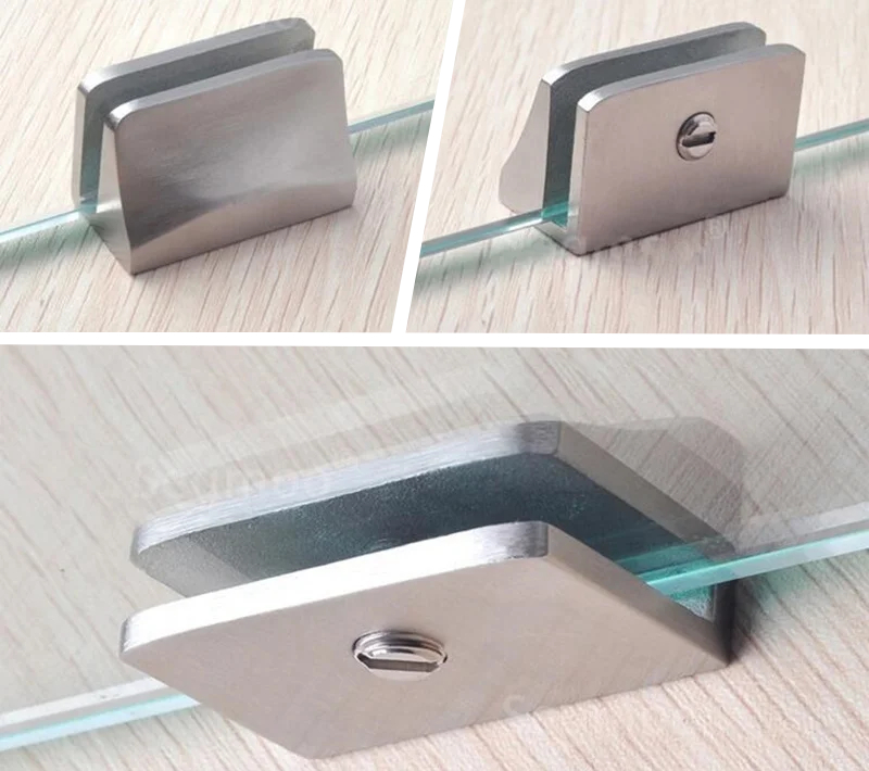 Nickel Plated C Shape Glass Mounting Clips For 2-8 Thickness Glass In Zinc Alloy