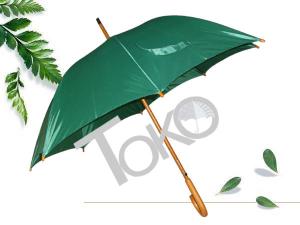 Quality Solid Stick Wooden Handle Umbrella , Plaid Green Umbrella With Wooden Handle wholesale