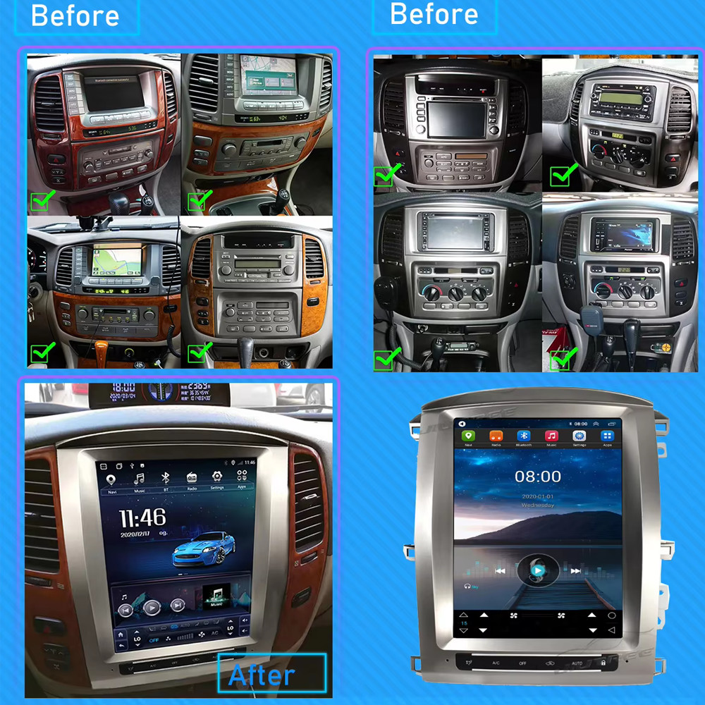 12.1 Inches LC100 Land Cruiser LX470 Android 13 Car Video Player With GPS Bluetooth WiFi