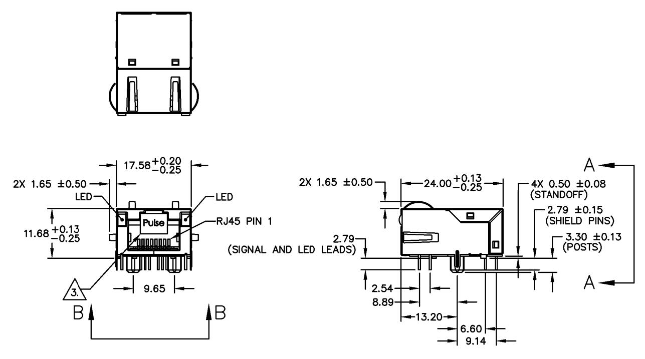 J0G-0210NL 1000BASE-T 1X1 Port Tab UP RJ45 Jack 12P8C SIDE ENTRY G/OG led