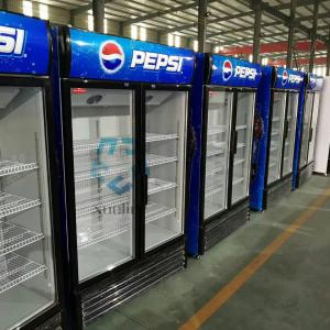 Quality Double Door Pepsi Glass Door Refrigerator Upright Display Fridge Beer cooler wholesale