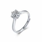 14K Gold 925 Silver 6 Prong Moissanite Jewelry Ring Adjustable For Engagement