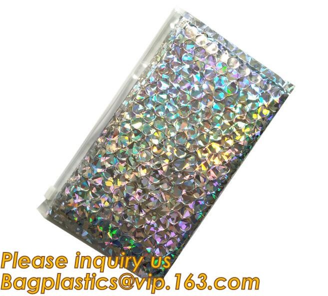 Cosmetic Pink Slider Padded Bag/Silver k Bag With Bubble,Padded Envelopes Cheap Aluminium Foil k Holographic