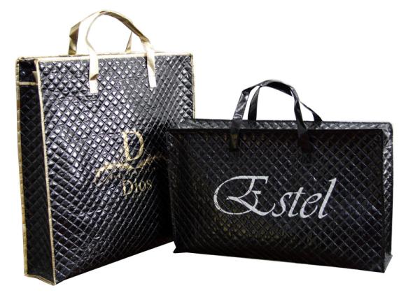 PB07 ESTEL shining black square veins quilted double head zipper reusable