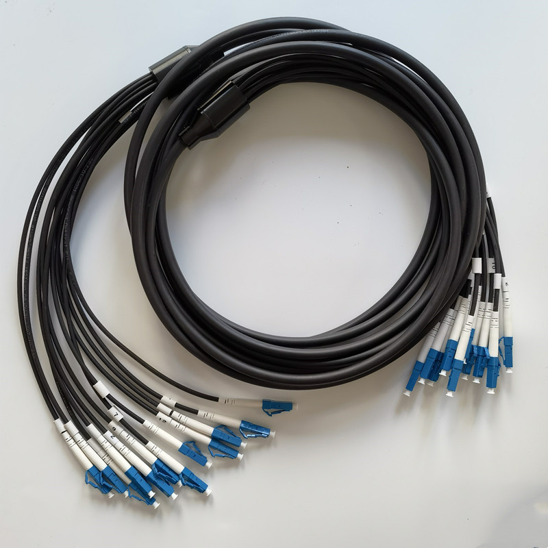 Customized Military Tactical Antirodent Single Mode 12 Core LC SC FC ST Armure Optical Cord Armored LSZH Fiber Patch Cable