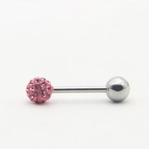 Quality Exposy Gems Ball 14mm Long Tongue Ring Bars 14 Gauge 316 Stainless Steel wholesale