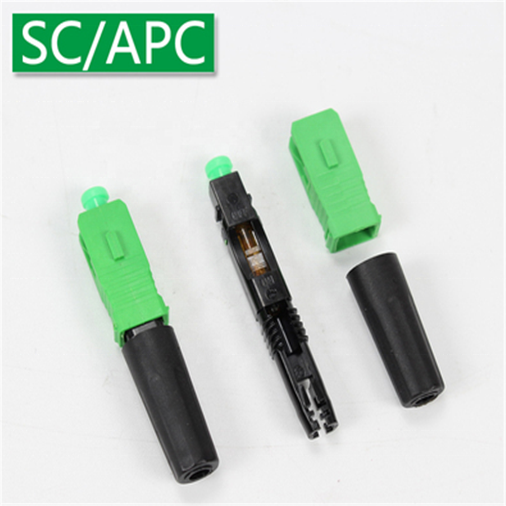 Free sample green color FTTH fiber optic SC APC UPC fast connector