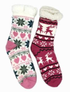 Double Layer Jacquard Soft Cozy Socks Snowflake Ladies Indoor Socks