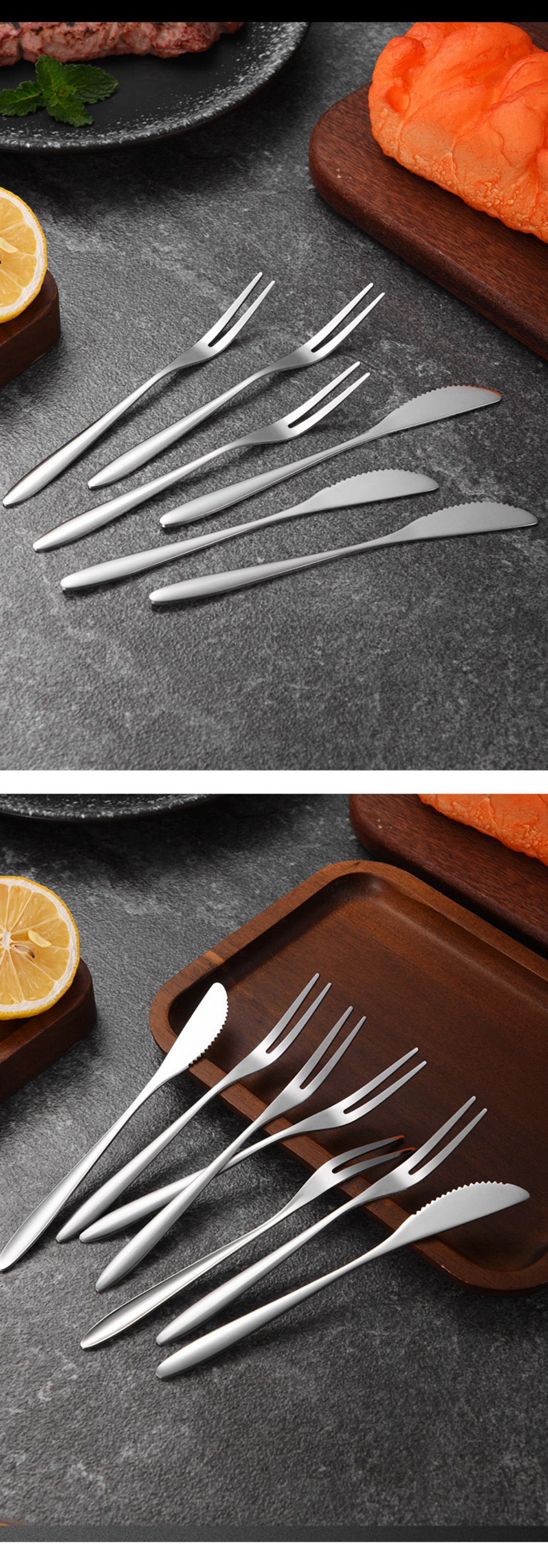 Customized Logo Acceptable Vintage Silver Stainless Steel Cutlery Set for Travel Camping