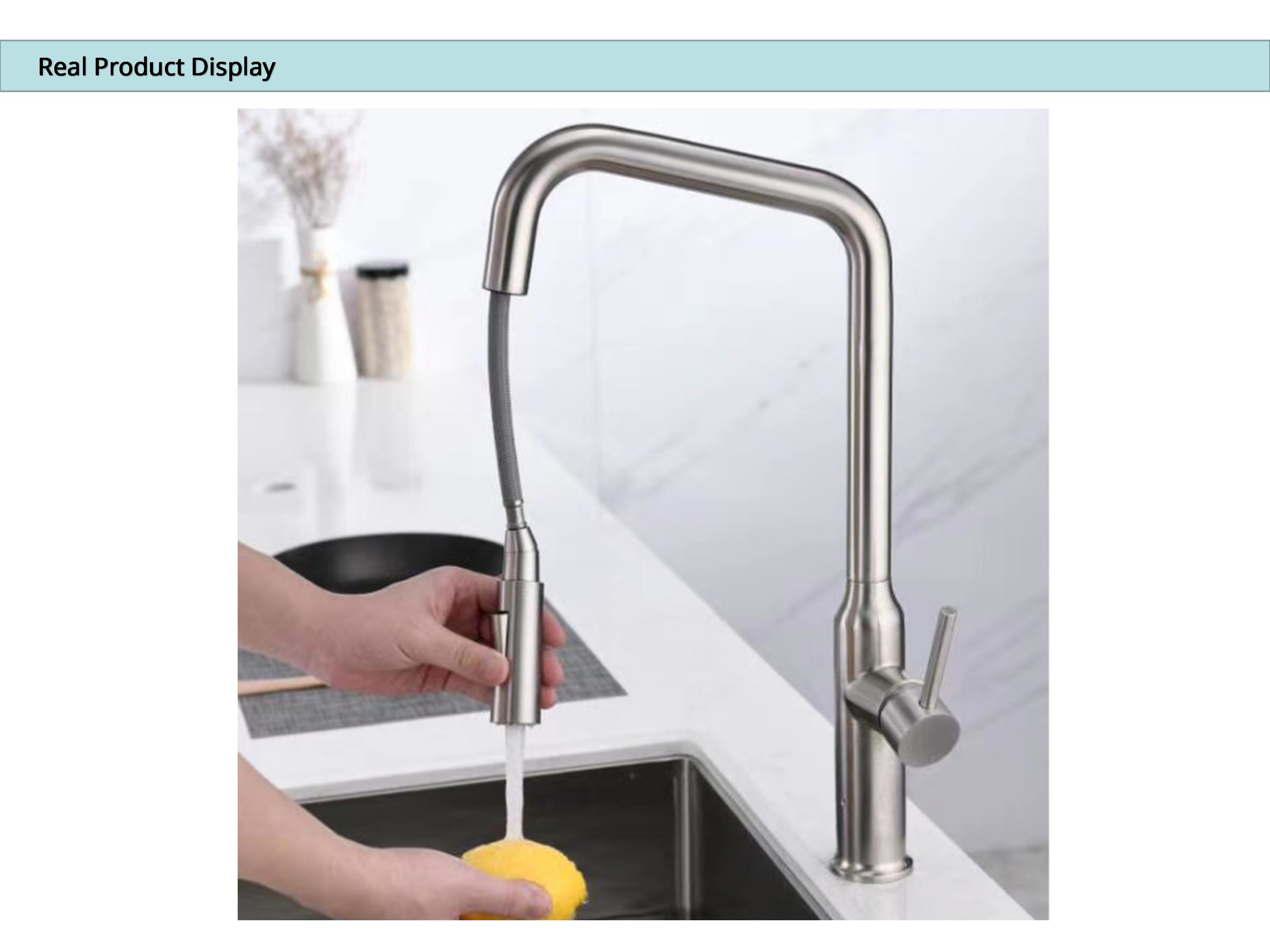 Multiple Spray Wand Touch Sensor Kitchen Faucet Angled Spout Water Mixer Tap Sus304