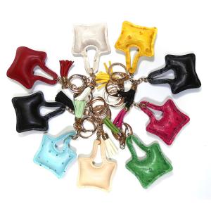 Quality Laser Logo Printed Leather Animal Keyring With Brass Plating wholesale