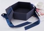 Hexagon Custom Printed Gift Boxes Size 24.5 * 21.3 * 10.5cm With Ribbon