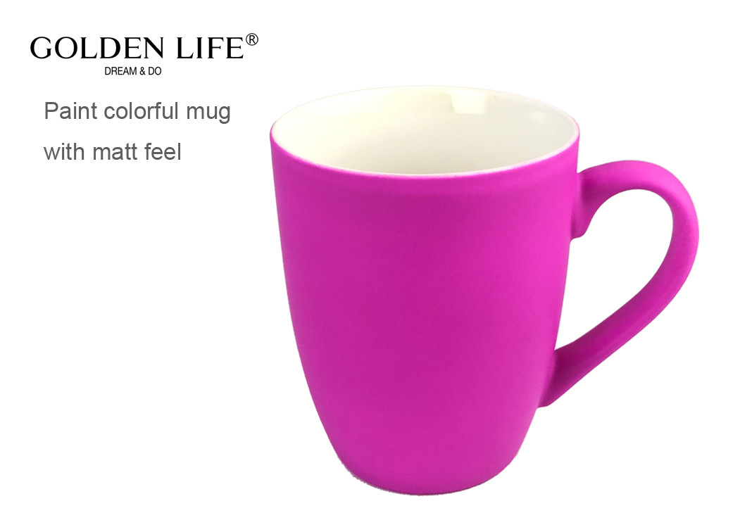 Sublimation Coated Handgrip Ceramic Coffee Mugs 400cc