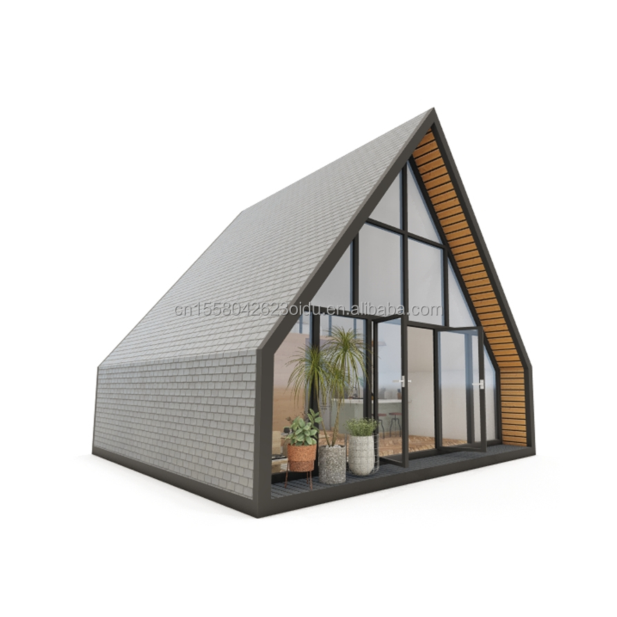 EU Modern Triangle Steel Structure Flat Pack Container House Design for Wooden House within 20ft or 40ft Mall Application
