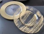 Disposable Glass Clear Charger Plates With Gold Rim Bulk Wedding