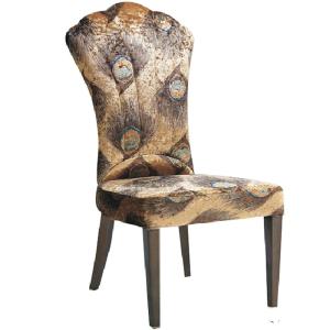 Quality YLX-8016 Wood Paper Finish Peacock Pattern Fabric Dining Restaurant Chairs wholesale