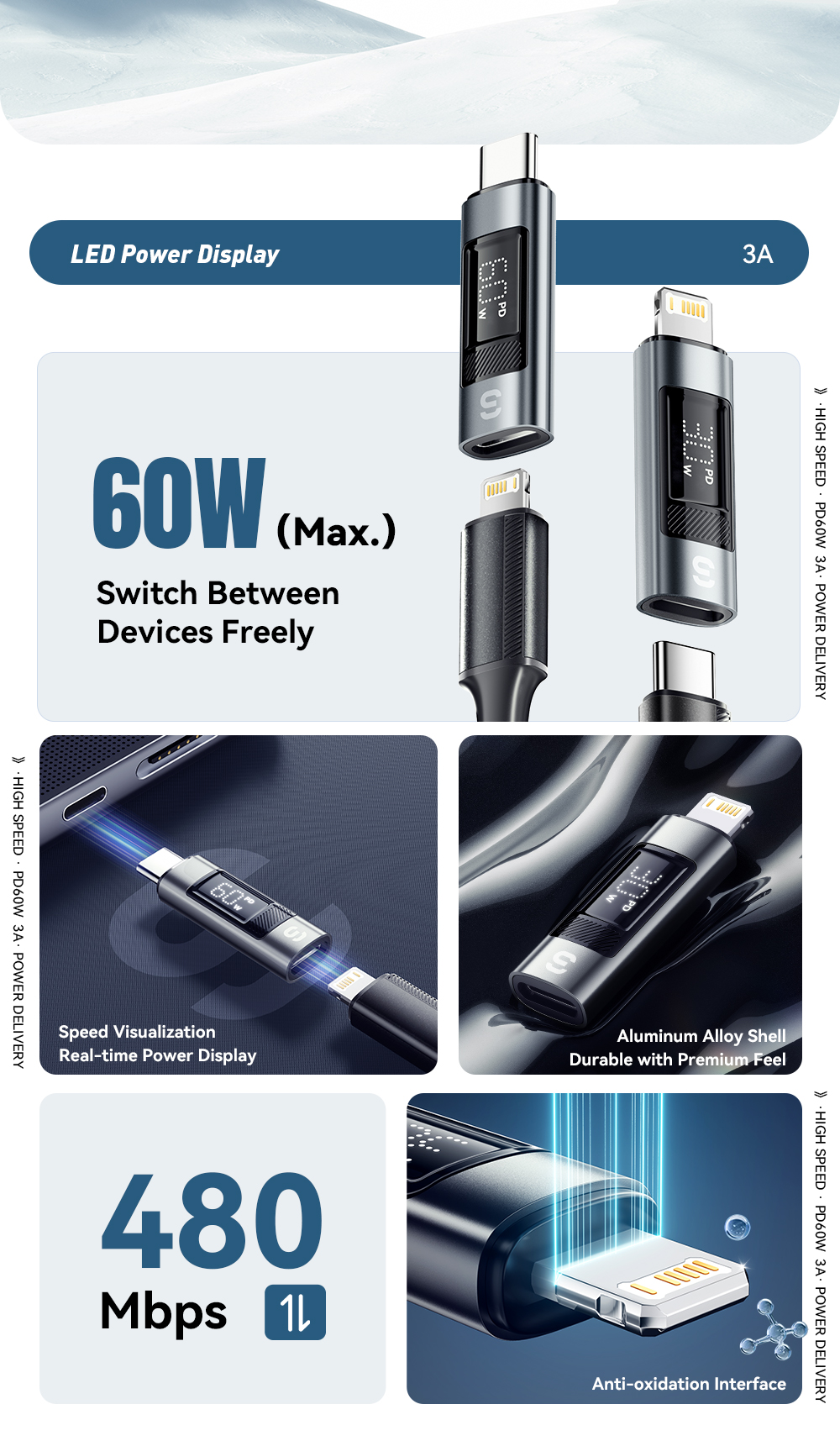 ESSAGER ES-OTG25 Series USB C Lightning OTG Adapter 3A For Apple IPhone