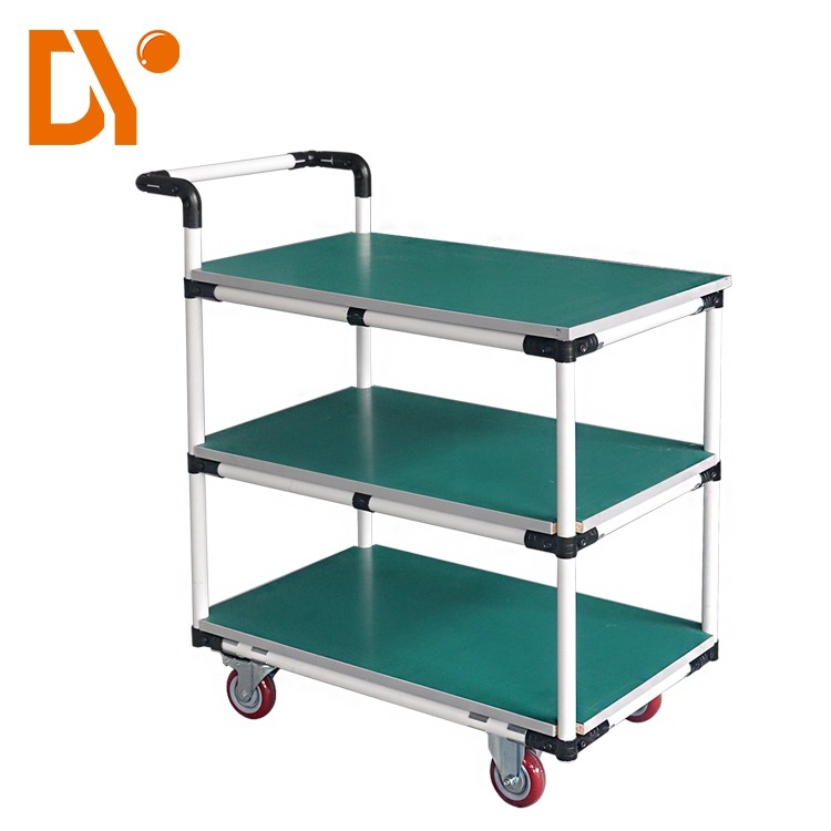 Industrial Lean Tube Tote Cart Hand Push Type Connected Customizable Size