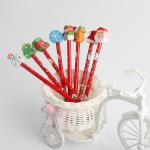 Children School Supplies Christmas Cartoon Eraser Pencil Set with Red Wood
