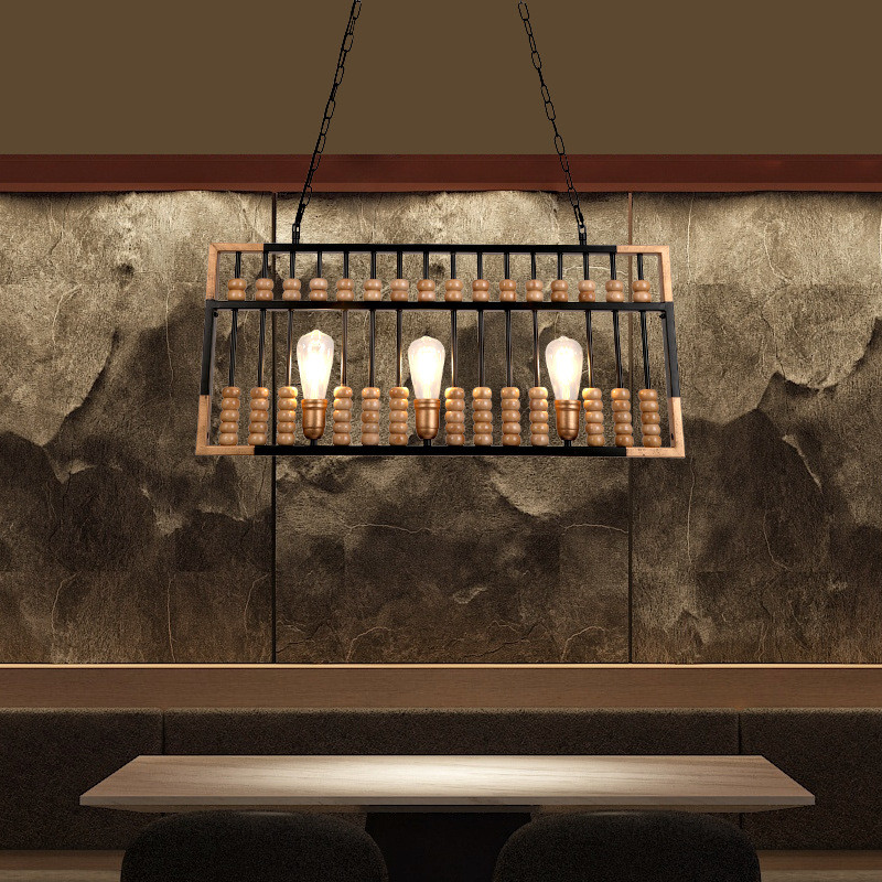 Industrial Vintage Loft Wood Abacus Chandelier Restaurant Coffee Shop Bar Creativity Boat lamp(WH-VP-239)