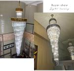 Large Top Long Crystal Led Chandeliers Hotel Hall Living Room luxury lights(WH