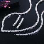 White Gold Color Luxury Bridal CZ Crystal Necklace and Earring Sets Big Wedding