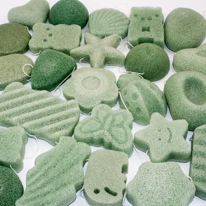 Quality MSDS Baby Green Tea Konjac Sponge Exfoliating Sponge For Sensitive Skin wholesale