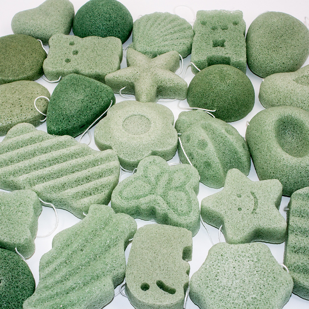 Facial Cleanser 100% Natural Green Tea Konjac Sponge for Facial Cleansing