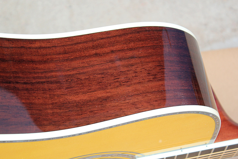 Factory custom yellow 41" full solid OM 42 acoustic guitar with ebony fretboard,Abalone binding and inlay,Wilkinson tune
