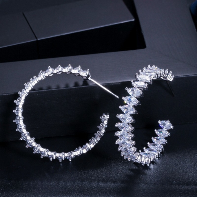 Cubic Zirconia Earrings for Women Engagement Wedding Luxury Inlay Brilliant CZ Stone Earring Jewelry