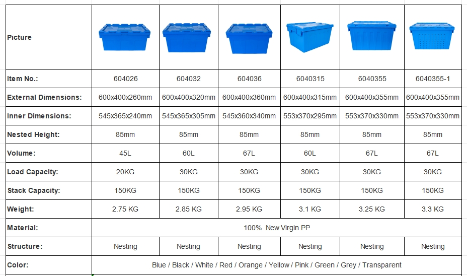 60L Stackable Reusable Plastic Crate with Barcode for Warehouse Logistics Management
