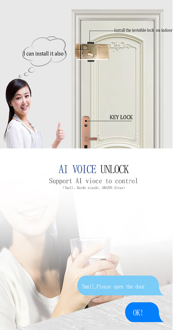 Brushed Metal Rim Door Locks TTLock Bluetooth Remote Control