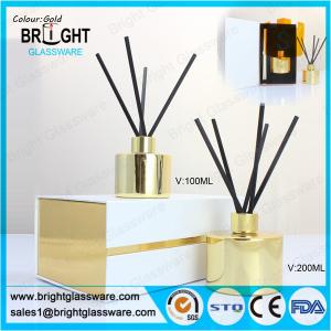 Quality high quality glass gold reed diffuser bottle with gift box wholesale