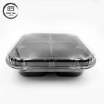 4 Compartment PET Disposable Salad Box Clear/Black Customizable For Snacks &