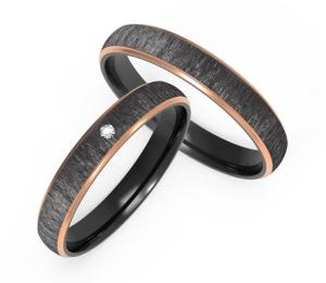 Quality Silk Pattern Black Titanium Engagement Rings 8mm Polished Couple Ring wholesale