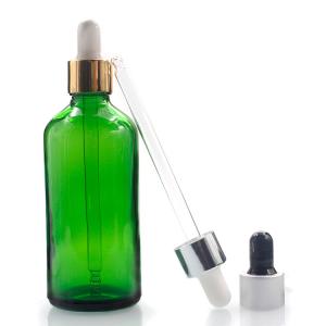 Quality 100ml Green Round Oil Dropper Glass Bottle Screen Printing Hot Stamping wholesale