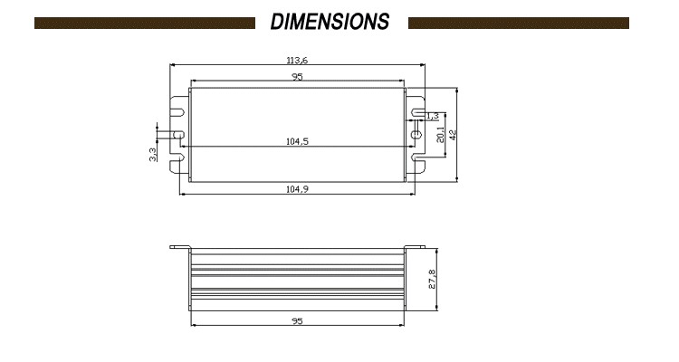 Dimmable LED Driver IP65 300ma Full Aluminum Housing 130 * 44 * 32mm Size