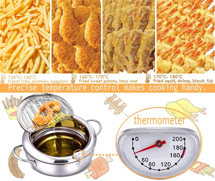 Custom Deep Frying Pots Restaurant Kitchen Fryer Pot Round Body Designed
