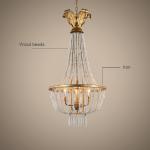 Wrought iron and wood light chandelier fixtures with Wood beads for Kitchen