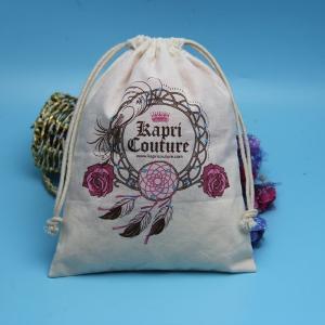 Quality Natural Color Cotton Muslin Drawstring Bags , Storage Large Jewelry Pouch wholesale